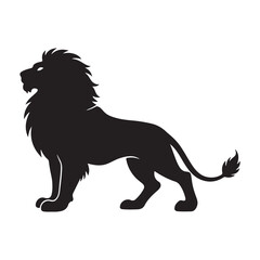 Black lion vector illustration with wild animal silhouette elements