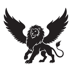a lion silhoutte with wings