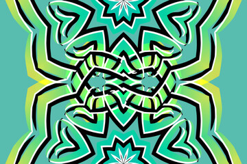 Beautiful glow colour gradient flower line art pattern wallpaper of indonesian traditional abstract batik ethnic dayak ornament for commercial ads	