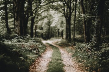 Fototapeta premium Scenic Forest Path Through Lush Greenery