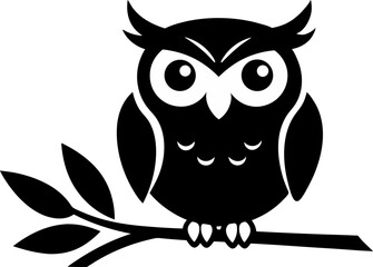 Owl On A Branch Silhouette Vector Illustration 