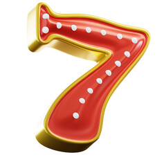 3D Illustration Lucky Number Seven
