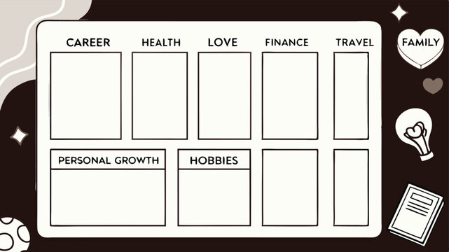 Elegant Life Planner Template for Goals Career Health Love Finance Travel Family