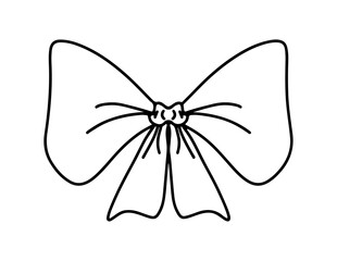 Hand drawn ribbon bow doodle. Line art ribbon bow vector
