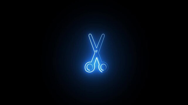  scissors icon Loop animation of the black silhouette of a scissors, on a green chroma accessory, barber, barbershop, black icon, motion graphic animation in stunning 4K resolution.