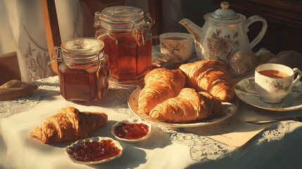 croissant and tea