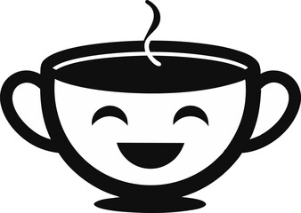 Smiling Cup Of Coffee Silhouette Vector Illustration