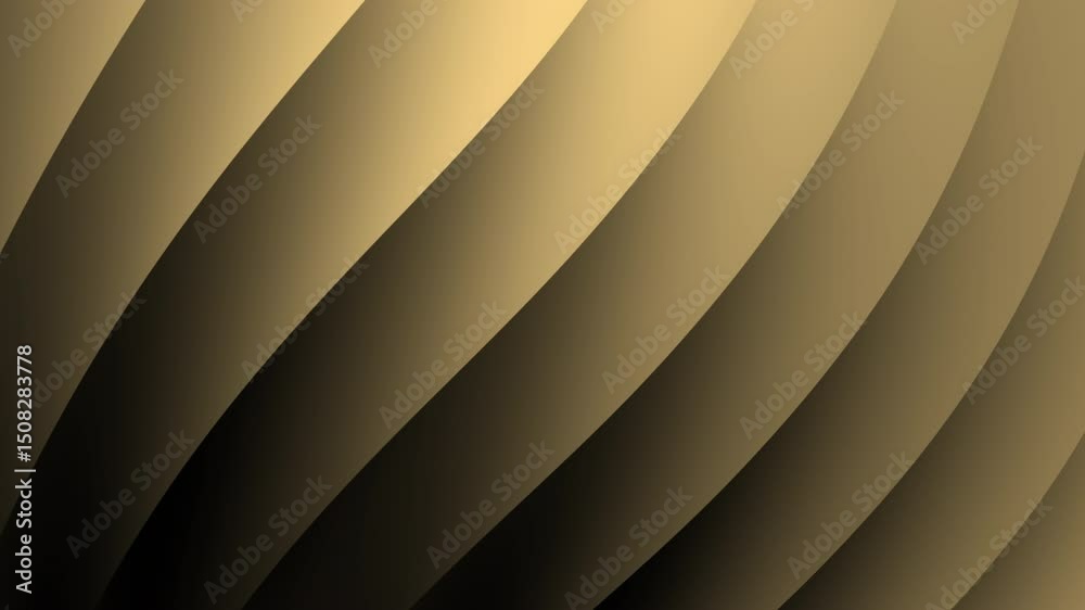 Poster curved golden lines create an abstract, elegant pattern with a soft gradient and smooth shadows, abs