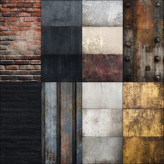 Nine textured surfaces in a grid pattern