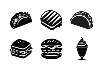 set of fast food silhouette vector illustration