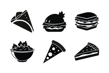 set of fast food silhouette vector illustration