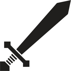 Swords in flat style and silhouettes isolated on white background. Icon set of ancient swords. Vector illustration.