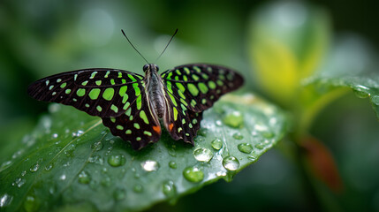 Naklejka premium butterfly on leaf