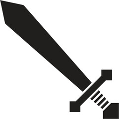 Swords in flat style and silhouettes isolated on white background. Icon set of ancient swords. Vector illustration.