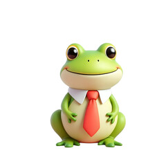 Cute Cartoon Frog Wearing a Tie, Perfect for Kids' Products