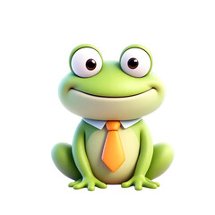 Cute Cartoon Frog Wearing a Tie, Perfect for Kids' Content