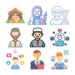 set of business people