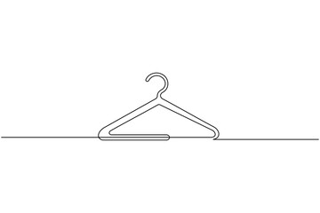 Clothes hangers continuous line drawing isolated on white background