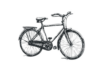 Fototapeta premium Vintage bicycle sketch with detailed hand-drawn design. Vector retro hand drawn illustration