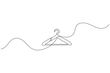 Clothes hangers continuous line drawing isolated on white background