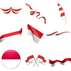 set of red and white ribbons