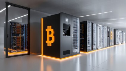 Modern server room, Bitcoin ATMs