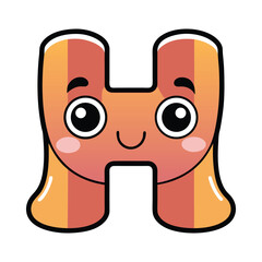 Letter h cartoon character vector on white background