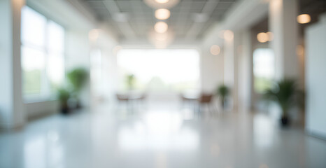 Blurred empty open space office. Abstract light bokeh at office interior background for design.