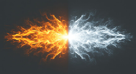 Fiery Inferno Meets Glacial Frost Abstract Fire and Ice Collision