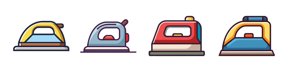 Iron Flat Illustration Simple Household Appliance Vector in Flat Style