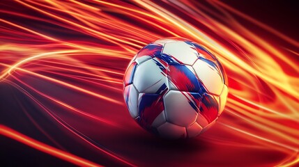 Soccer ball with dynamic fire-like streaks.