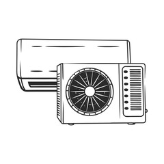 Air conditioner unit outline silhouette on white background