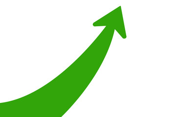 green curved arrow pointing up represents business growth and trading profit png transparent background