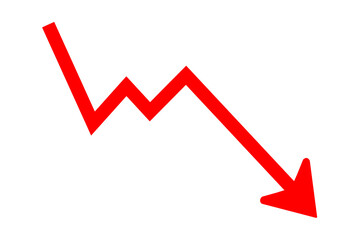down trend red arrow business graph going down represent business trading share loss on transparent background © Photix Studio