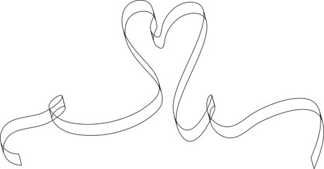 Heart ribbons thin line, concept of love