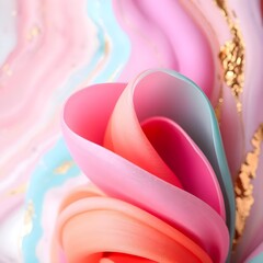 Abstract Pastel Swirls Fluid Art in Pink, Orange, and Teal