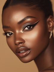 Elegant Portrait of Woman with Dramatic Eye Makeup