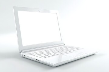 White Laptop With Blank Screen