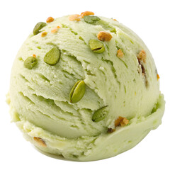 Pistachio Ice Cream Scoop Isolated on Transparent Background