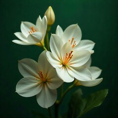 white water lily on dark green background 
