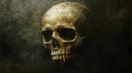 Ancient Human Skull Dark Moody Still Life Photography