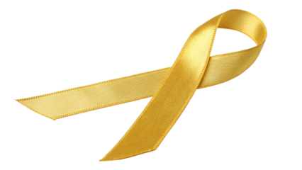 Gold Ribbon Symbolizing Childhood Cancer Awareness on Black Background