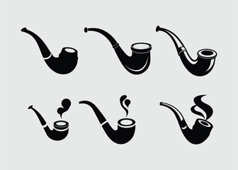 Modern Vintage Smoking Pipe Icon Design, Retro Pipe Symbol