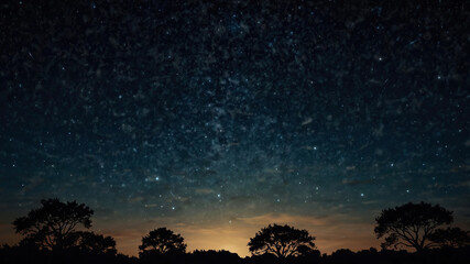 Fototapeta premium 夕暮れの空に星が輝く