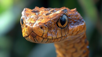 Fototapeta premium Close-up of a Bush Viper's Head, Detailed Reptile Texture