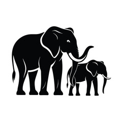 Here is an elephant silhouette vector illustration of a wild animal walking with a large trunk and tusks