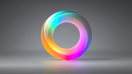 A vibrant, illuminated abstract shape displaying vivid colors and smooth curves.