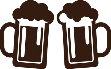 Two Frothy Beer Mugs Clinking Together Vector Illustration for Celebrations and Gatherings
