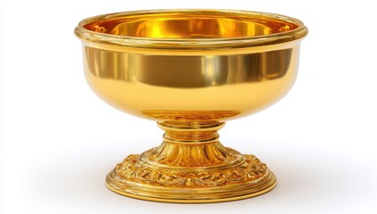 Golden trophy bowl, ornate base