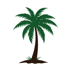 Obraz premium Tropical palm tree silhouette vector illustration isolated on white, perfect for summer beach nature and travel designs